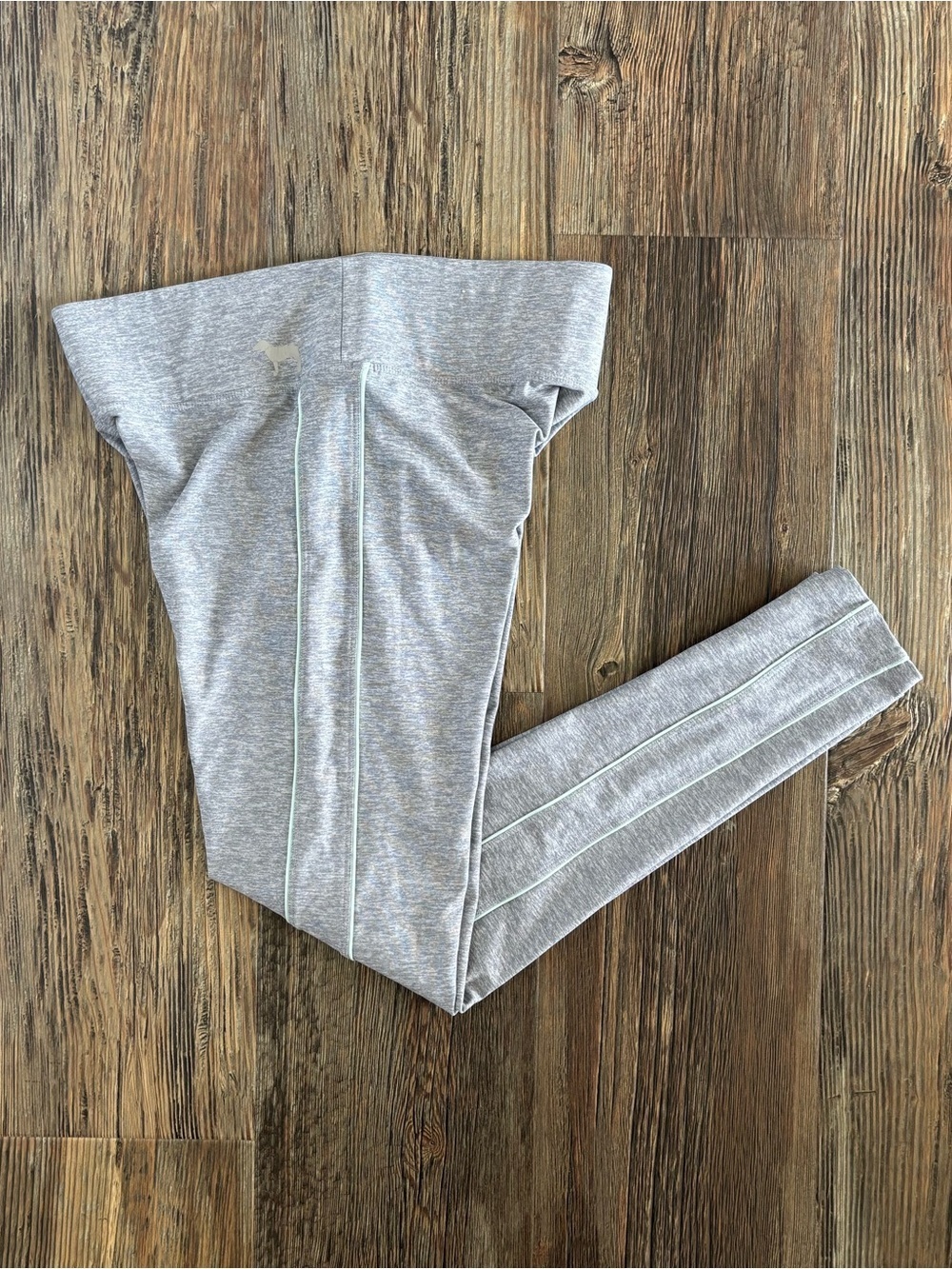 PINK Victoria’s Secret Yoga Leggings Size Small Gray w/Lt Blue Side Stripe 2014